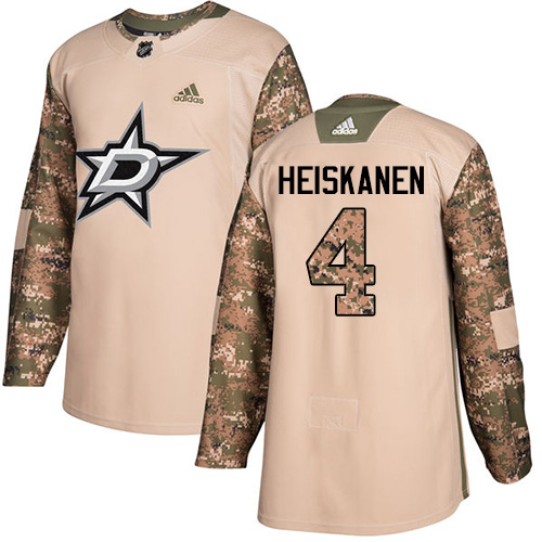 Adidas Stars #4 Miro Heiskanen Camo Authentic Veterans Day Stitched NHL Jersey - Click Image to Close